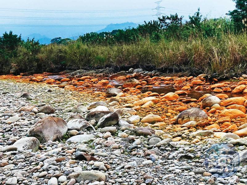 芫吉公司在溪畔傾倒有毒酸液，導致下游河川遭汙染，河床一片紅通通，魚蝦也全死光。