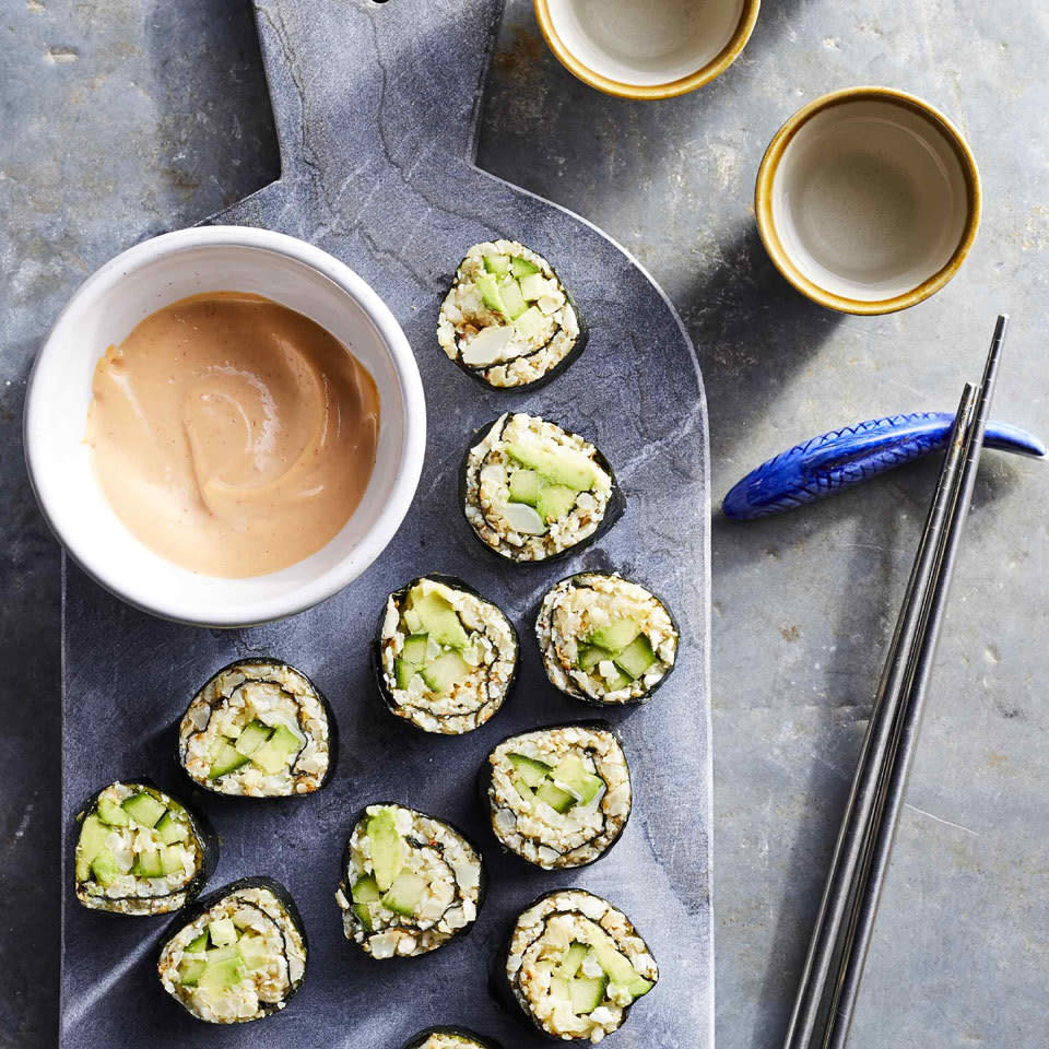 Cucumber-Avocado Cauliflower Rice Sushi