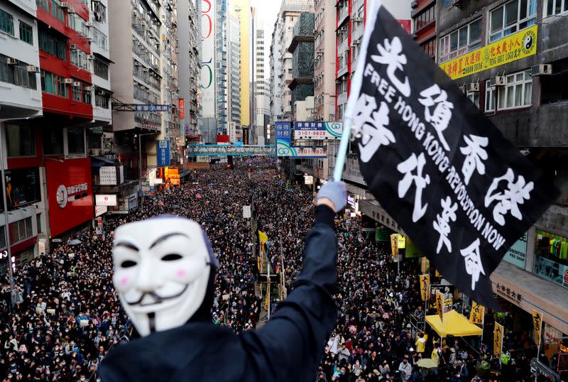 Protesters march for human rights in Hong Kong