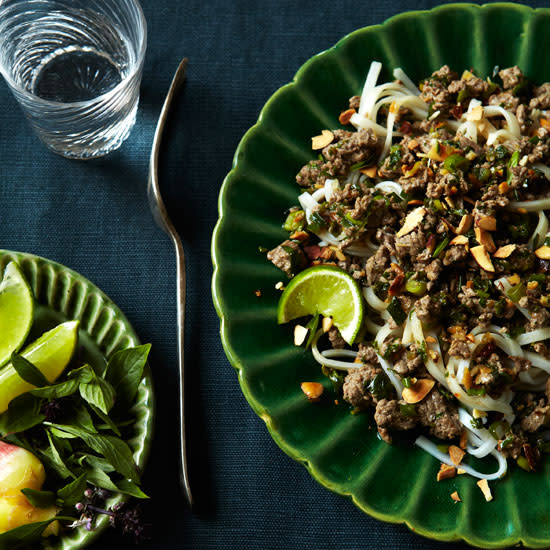 Thai-style Beef Salad over Angel-Hair Pasta