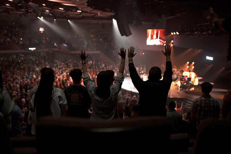 On April 29, 2023, people in Southlake, Texas, worship at Gateway Church.  (Danielle Villasana for NBC News)