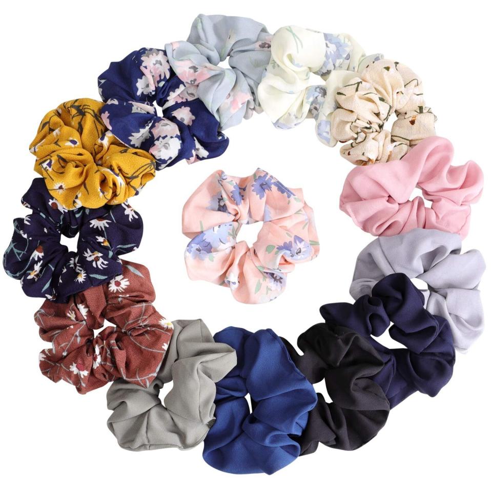 14-Pack Assorted Chiffon Scrunchies