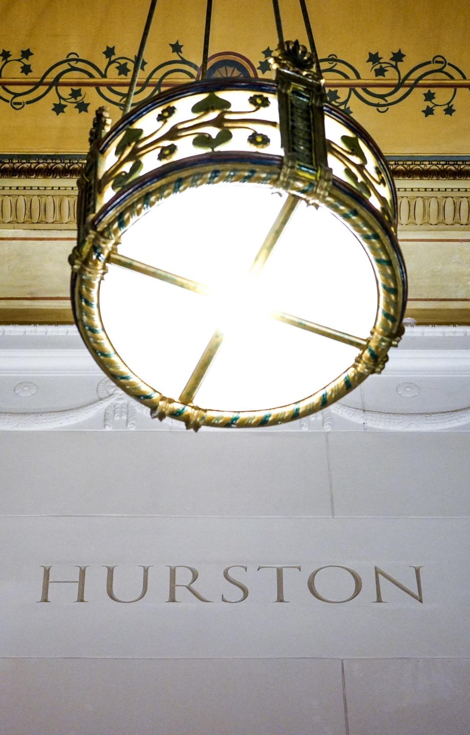 Outside the Center for Black Literature and Culture inside the Central Library, the names of ten Black authors have been added to wall carvings on Wednesday, March 30, 2022, in Indianapolis. Previously the author names included mostly male white authors from decades past. 