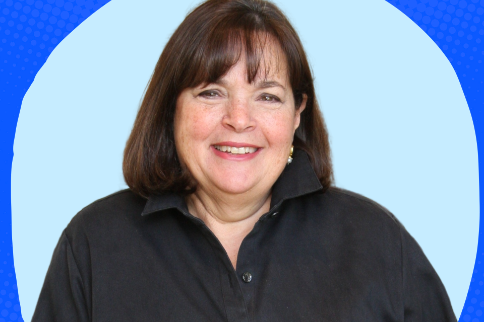 Ina Garten on a blue background