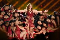 Shakira performs onstage during the Pepsi Super Bowl LIV Halftime Show at Hard Rock Stadium on February 02, 2020 in Miami, Florida. (Photo by Kevin Winter/Getty Images)