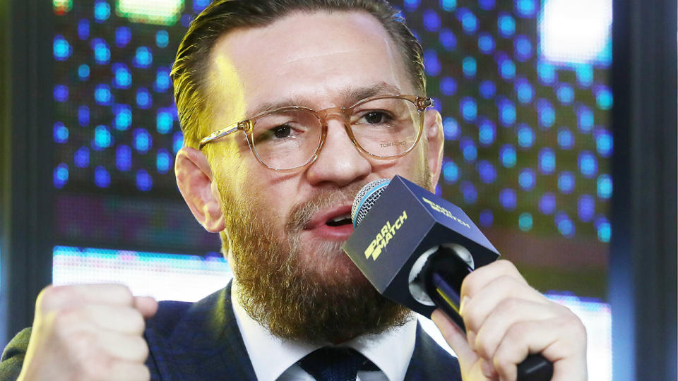 Conor McGregor, pictured here announcing his comeback in Russia.