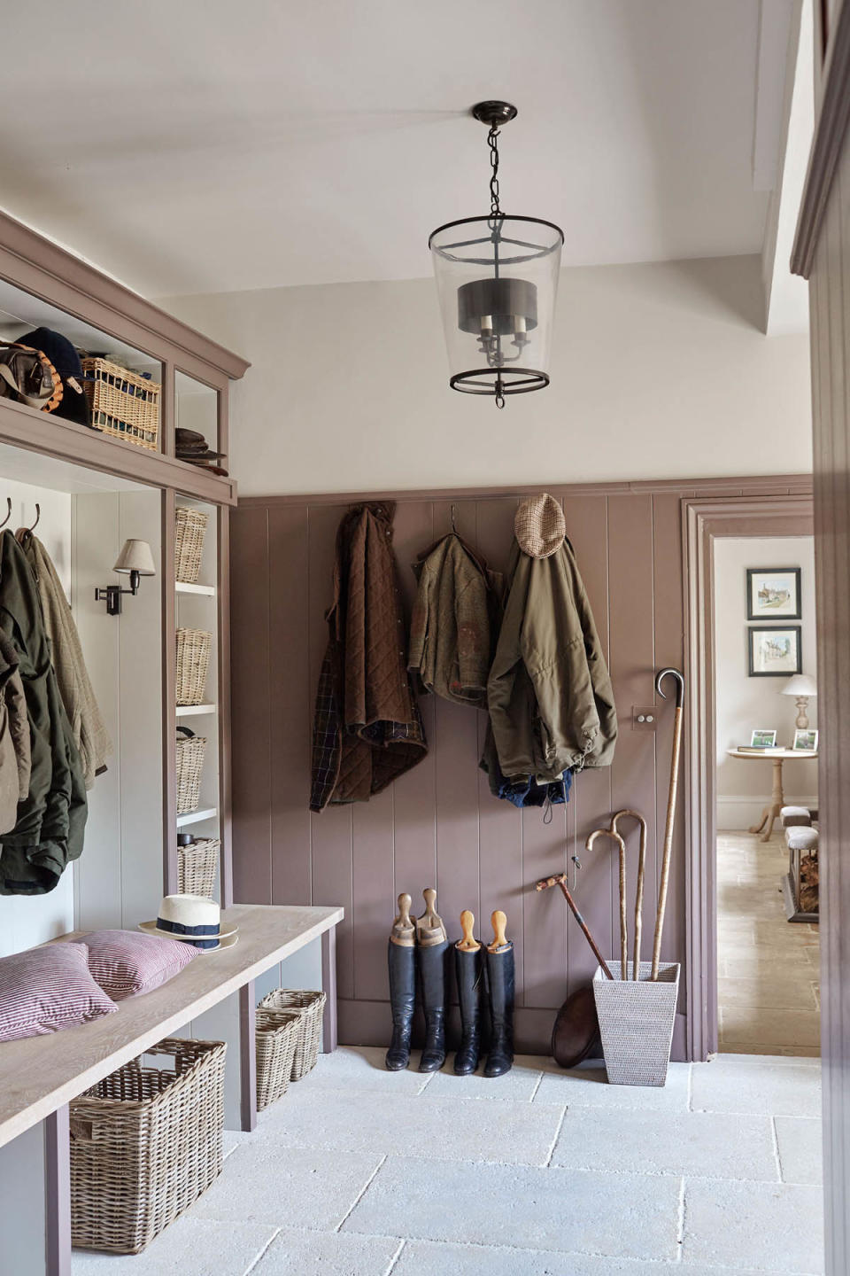 Add natural textures to make a mudroom feel cozy