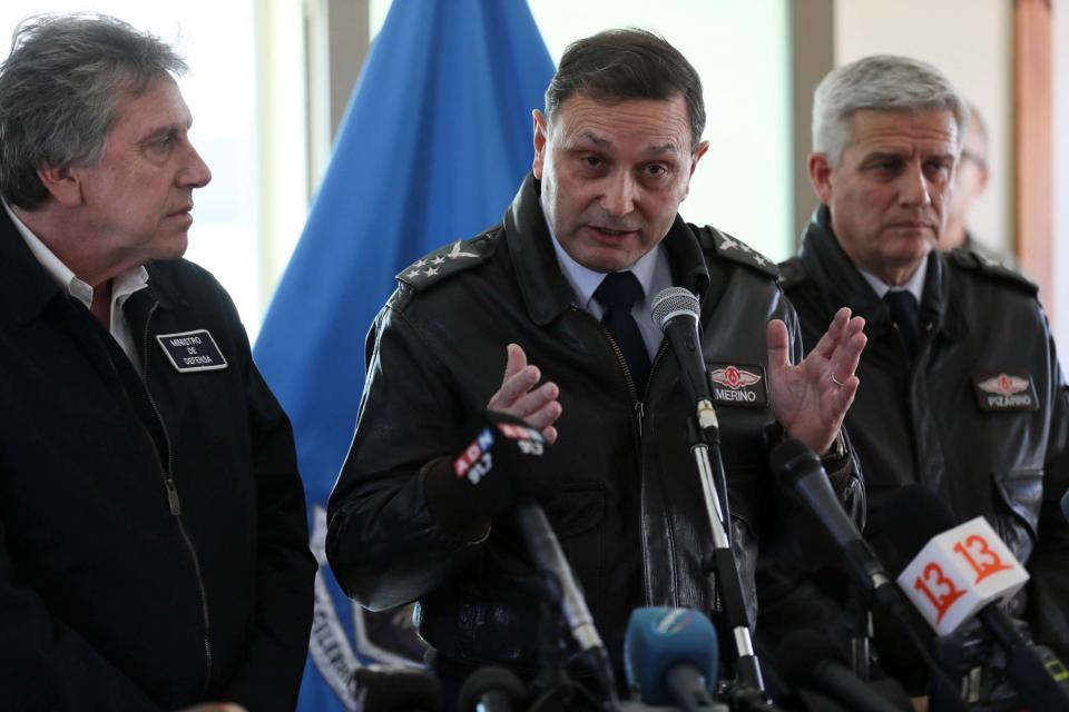 Chile's Air Force Commander Arturo Merino speaks during a news conference on Thursday (AP)