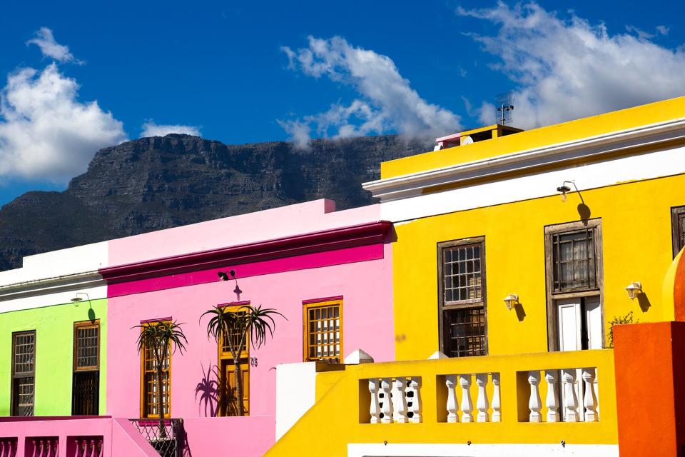 Colored Houses In Bo Kapp, In Cape Town, South Africa With Houses Painted In Vibrant Colors