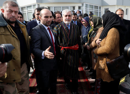 Afghanistan's Chief Executive Abdullah Abdullah leaves after registering as a candidate for the upcoming presidential election at the Afghanistan's Independent Election Commission (IEC) in Kabul, Afghanistan January 20, 2019.REUTERS/Omar Sobhani