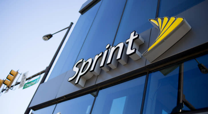 Sprint (S) logo displayed on a glass building