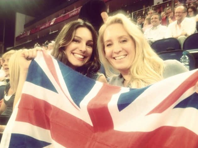 Celebrity photos: This week has been all about the Olympics, and Kelly Brook got into the spirit, taking a friend and a massive union jack flag along to the games. She even tweeted that the female beach volleyball players were her ‘gymspiration’.