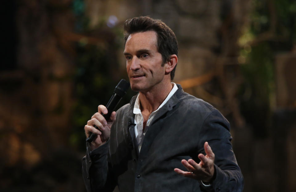 Jeff Probst holding a microphone. (CBS Photo Archive / CBS via Getty Images)