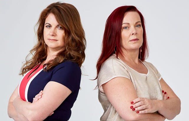 Nicole Prince (left) and teammate Fiona Taylor (right) in a publicity shot for the series.