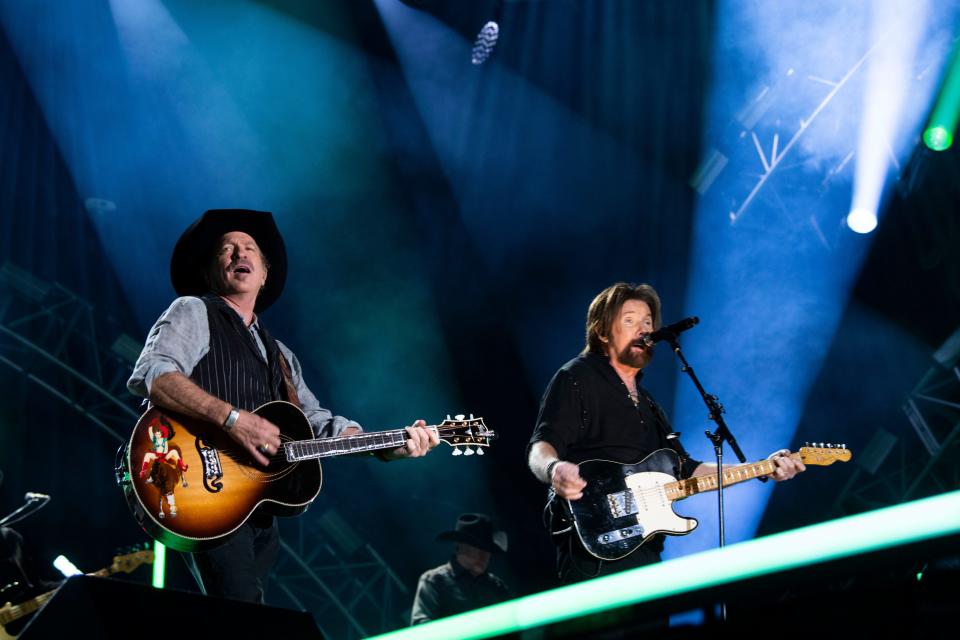 Brooks & Dunn perform during the Jack Daniel’s New Year’s Eve Live: Nashville’s Big Bash at Bicentennial Park  in Nashville , Tenn., Saturday, Dec. 31, 2022.