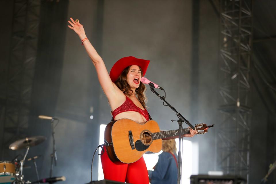 Lola Kirke performs in the Palomino tent during Stagecoach in Indio, Calif., on Friday, April 26, 2024.