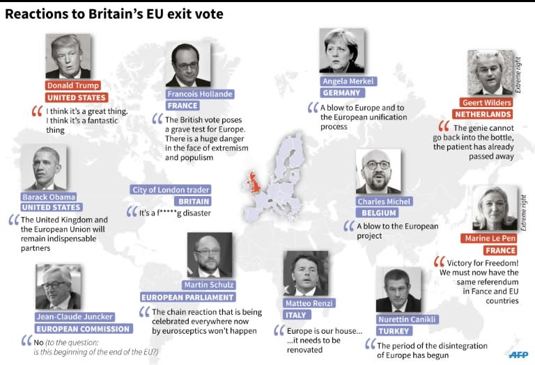 Reaction to the result of the referendum in Britain