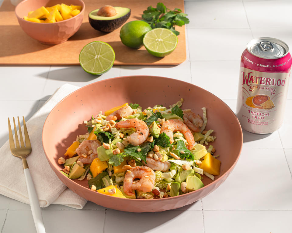 Tropical Shrimp Mango Salad/Waterloo Sparkling Water