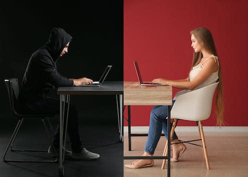 <span class="caption">Scammers are blending different types of fraud to persuade people to hand over their cash. </span> <span class="attribution"><a class="link " href="https://www.shutterstock.com/image-photo/young-woman-having-online-date-fake-1194339238" rel="nofollow noopener" target="_blank" data-ylk="slk:Pixel-Shot/Shutterstock;elm:context_link;itc:0;sec:content-canvas">Pixel-Shot/Shutterstock</a></span>