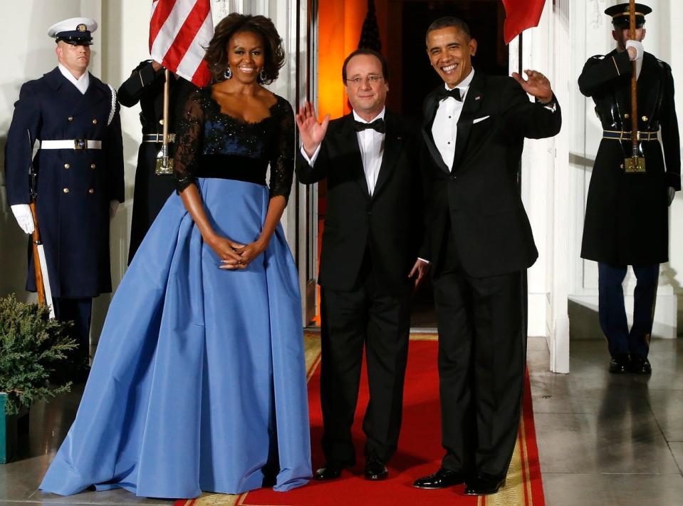 President Barack Obama and first lady Michelle Obama with French President Francois Hollande