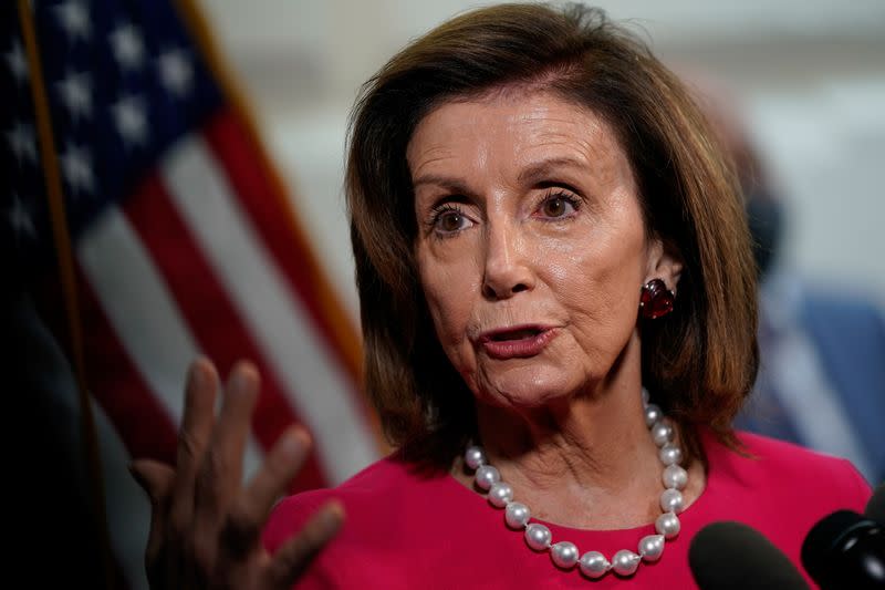 House Speaker Nancy Pelosi (D-CA) speaks to reporters at the U.S. Capitol in Washington