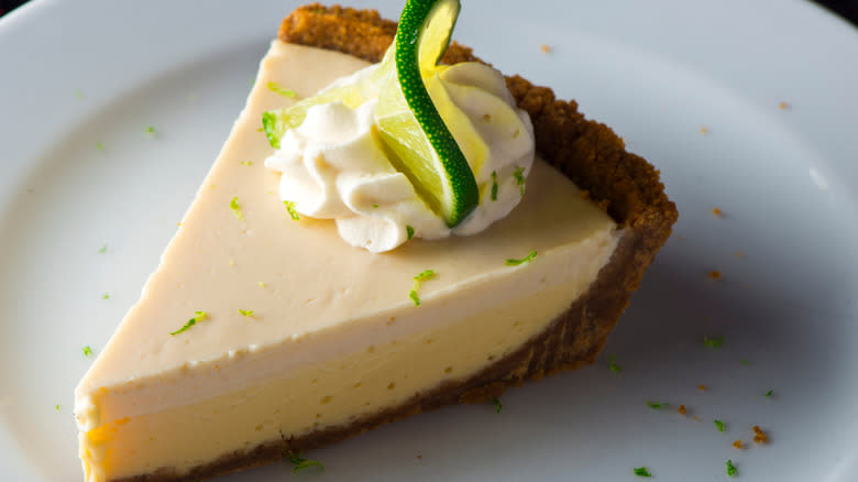 Slice of key lime pie