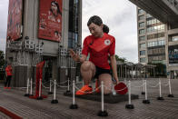 <p>TOKYO, JAPAN - JULY 30: A giant statue of Japanese Olympic table-tennis player Kasumi Ishikawa is displayed outside the Fuji TV headquarters on July 30, 2021 in Tokyo, Japan. Japanâs Prime Minister Yoshihide Suga claimed on Thursday that there is no link between the recent surge in the number of coronavirus infections in Japan and the Tokyo Olympics, which is approaching the end of its first week. Tokyo has seen day-on-day record increases in Covid-19 infection rates over the last three days causing concern amongst officials in Tokyo. (Photo by Carl Court/Getty Images)</p> 