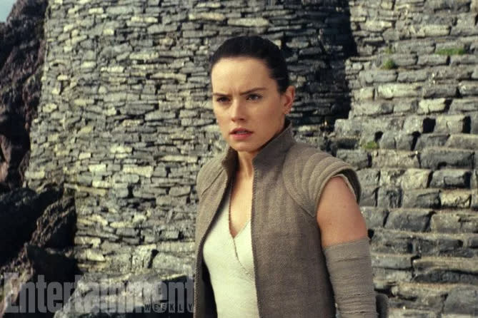 Rey finds the ruins of the first Jedi Temple – Credit: EW