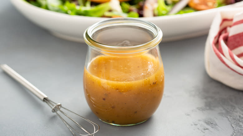 Jar of vinaigrette