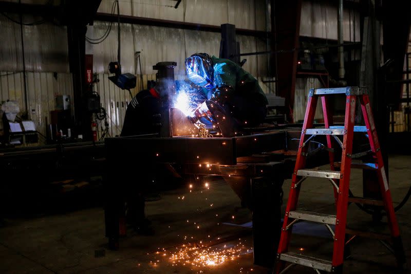 FILE PHOTO: Matt Arnold, CEO of Look Trailers, tours the company's utility trailer manufacturing facility in Middlebury