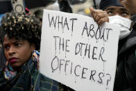 FILE - Protesters march Saturday, Jan. 28, 2023, in Memphis, Tenn., over the death of Tyre Nichols, who died after being beaten by Memphis police during a traffic stop. As Memphis police officers attacked Nichols, others held him down or milled about, even as he cried out in pain before his body went limp. Just like the attack on George Floyd in Minneapolis nearly three years ago, a simple intervention could have saved a life. Memphis and Minneapolis police departments are among many with “duty to intervene” policies. It’s also the law. (AP Photo/Gerald Herbert, File)