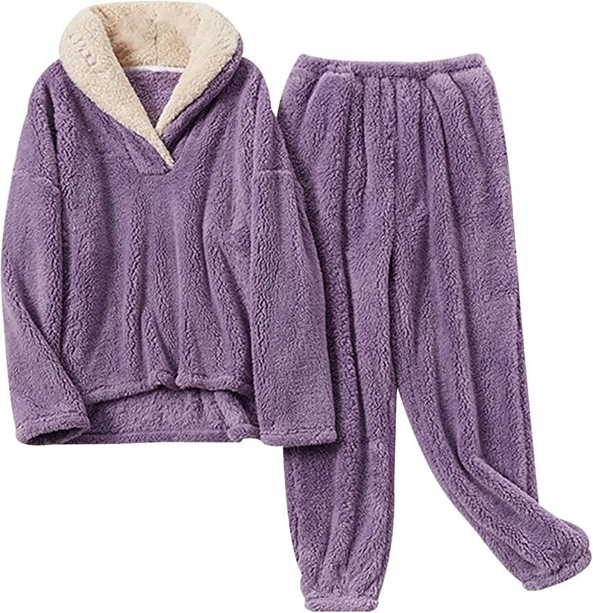 Gihuo Women's Fluffy Fleece Pajama Set