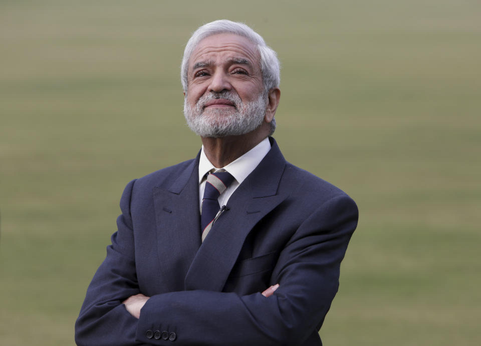 In this Feb. 10, 2019 photo, Pakistan Cricket Board chairman Ehsan Mani listens to a question during an interview with the Associated Press in Lahore, Pakistan. Mani said fully-fledged cricket could be revived in Pakistan later 2019 with teams from Bangladesh and Sri Lanka touring Pakistan.The Pakistan Super League is not like any other domestic Twenty20 cricket league around the world. It can't compete financially with the lucrative Indian Premier League in terms of player payments, yet it's a dream for Pakistani cricketer to be part of it. (AP Photo/K.M. Chaudary)