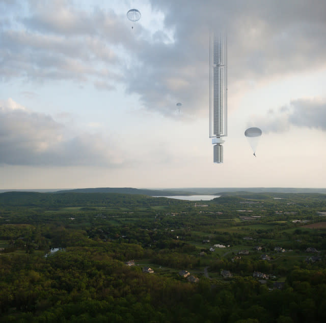 Designers unveil out of this world skyscraper which will hang upside down from an asteroid