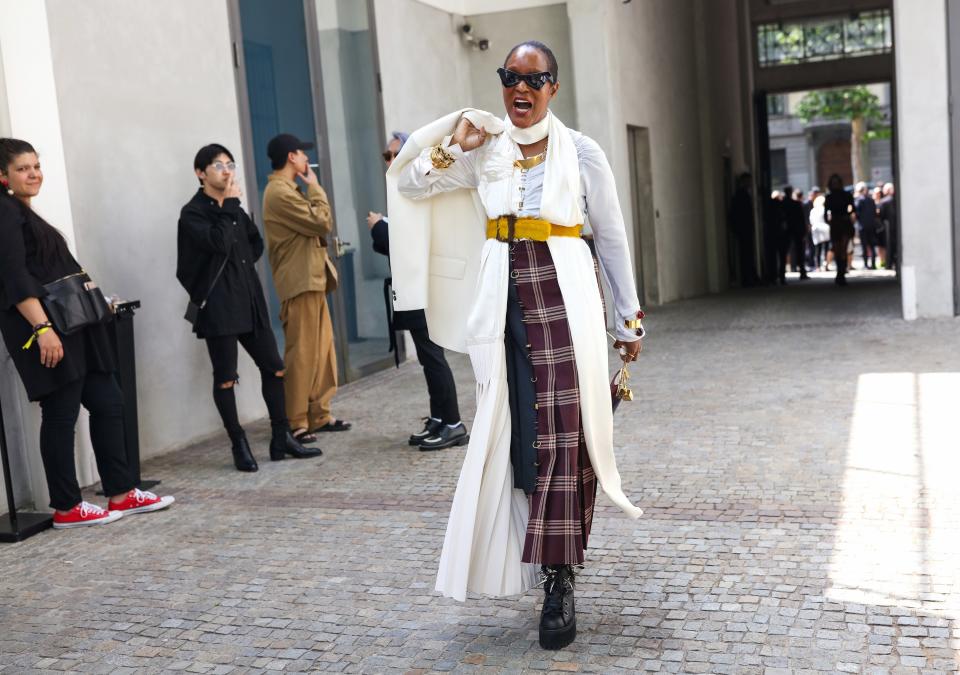 Michelle Elie at the Spring 2020 men’s shows in Milan.