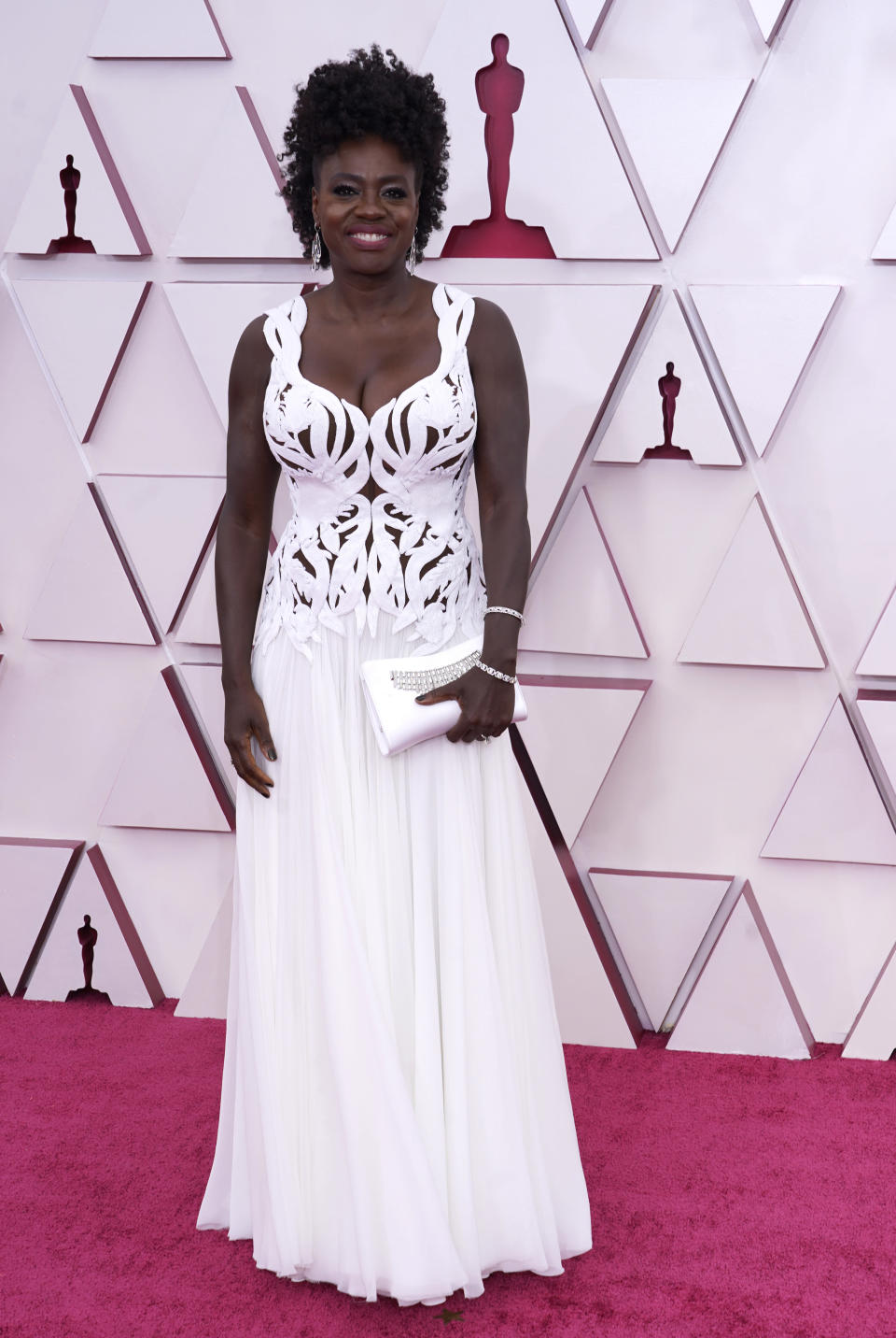 Viola Davis arrives at the Oscars on Sunday, April 25, 2021, at Union Station in Los Angeles. (AP Photo/Chris Pizzello, Pool)