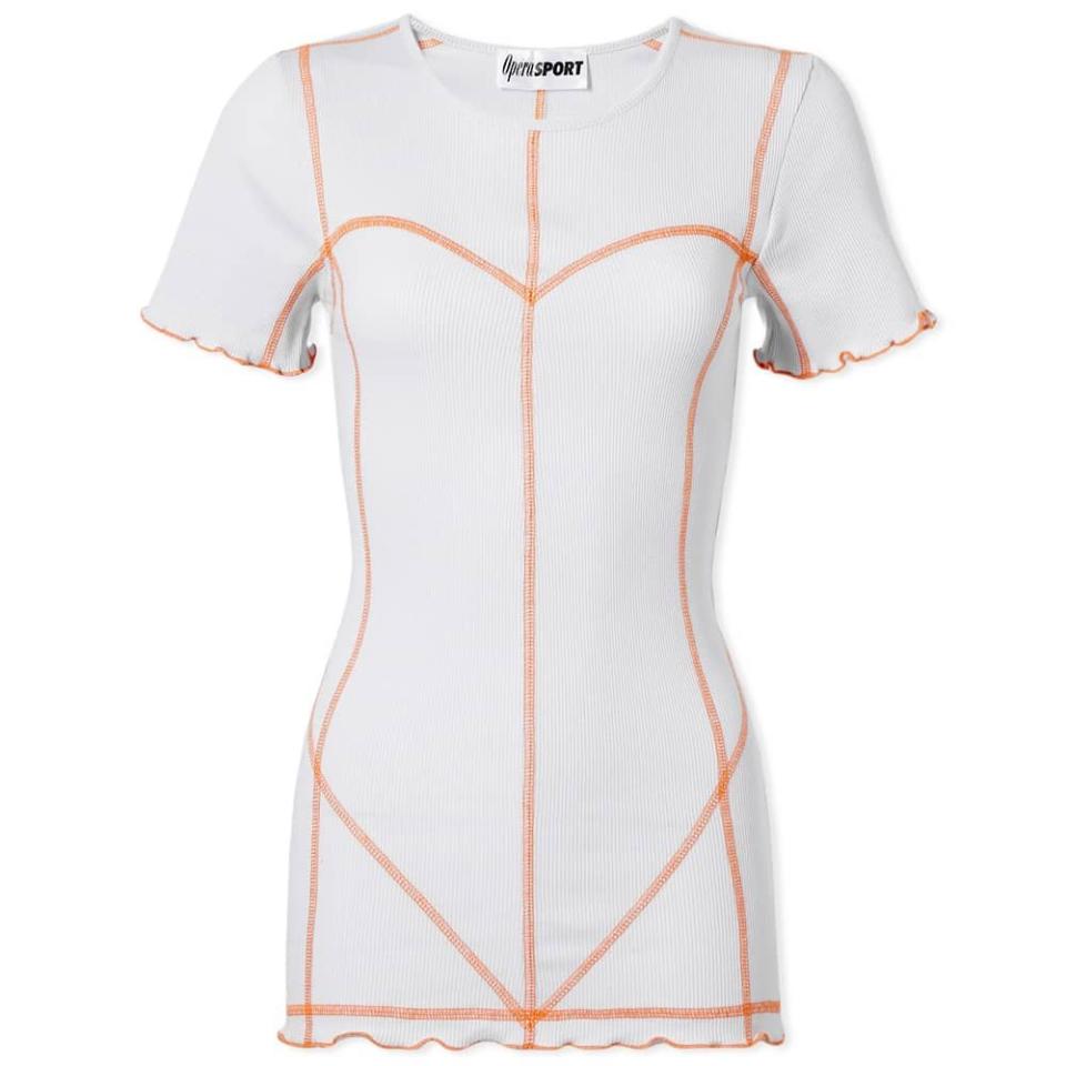 opéraSPORT Short Sleeve Hana Rib TopGrey & Orange