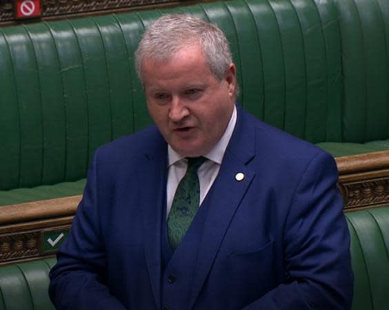 Ian Blackford speaks during prime minister’s questions in the House of Commons (PA)