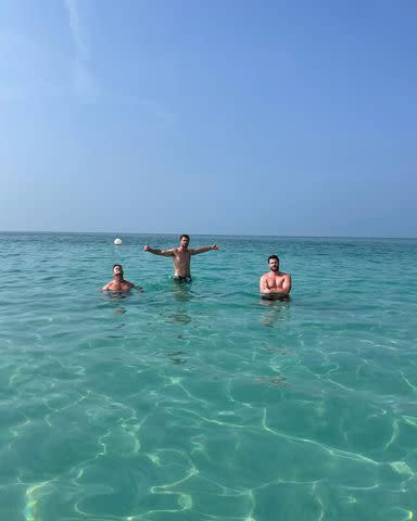 <p>Chris Hemsworth/Instagram</p> The brothers cooled down in the Persian Gulf during their Abu Dhabi vacation.