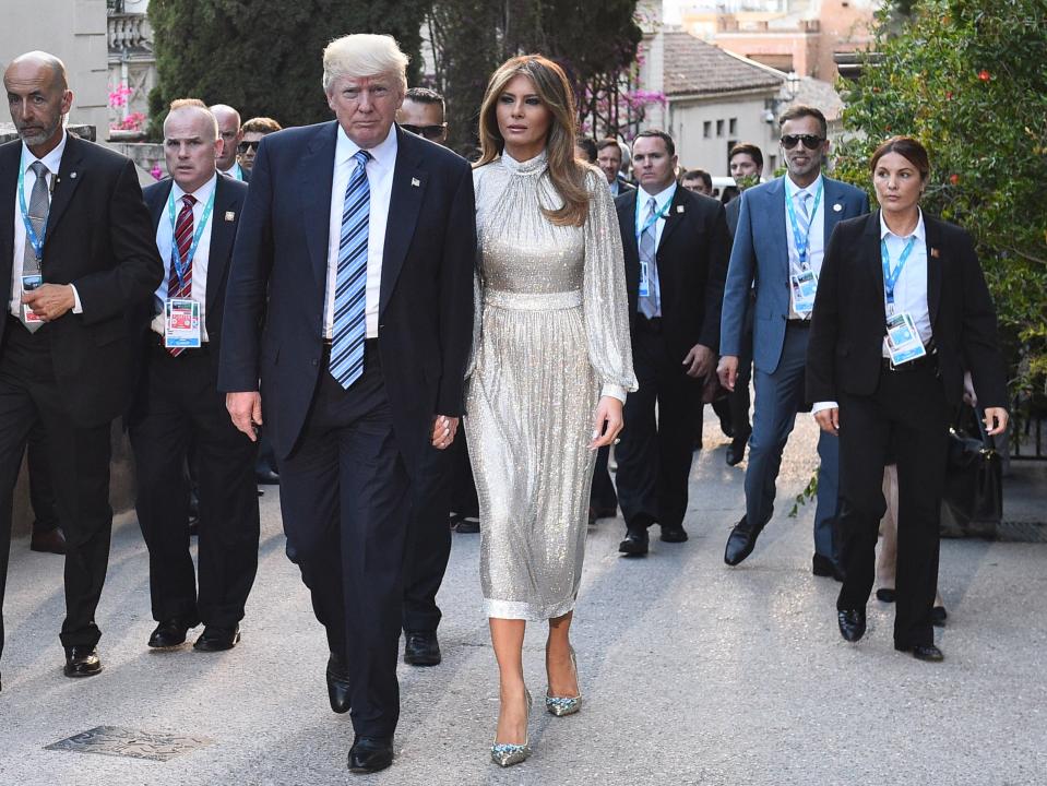 Donald Trump and Melania Trump during the 2017 G7 summit in Italy (AFP via Getty Images)