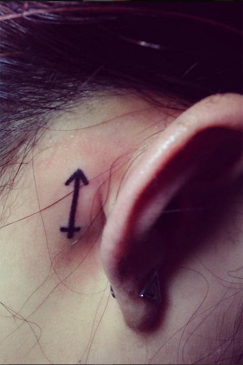 aries symbol tattoo behind ear