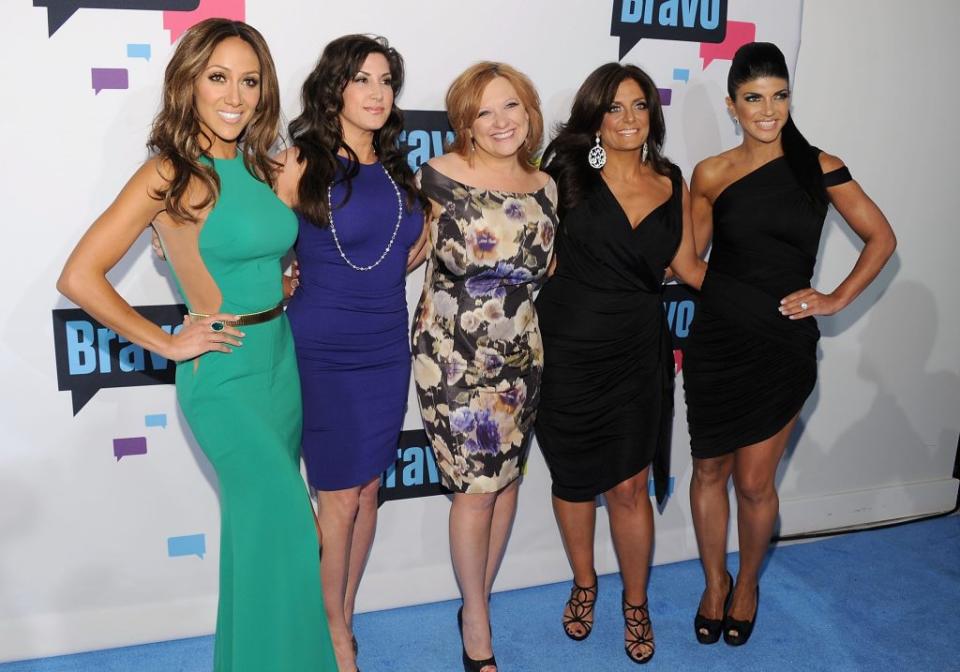 NEW YORK, NY – APRIL 03: (L-R) Melissa Gorga, Jacqueline Laurita, Caroline Manzo, Kathy Wakile, and Teresa Giudice of ‘The Real Housewives of New Jersey’ attend the 2013 Bravo New York Upfront at Pillars 37 Studios on April 3, 2013 in New York City. (Photo by Jamie McCarthy/WireImage)