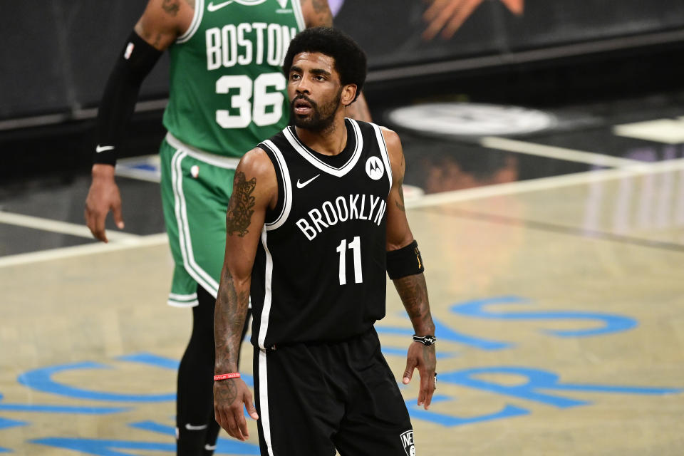 Former Celtics star Kyrie Irving will play his first game in front of Boston fans since joining the Nets.  (Steven Ryan/Getty Images)