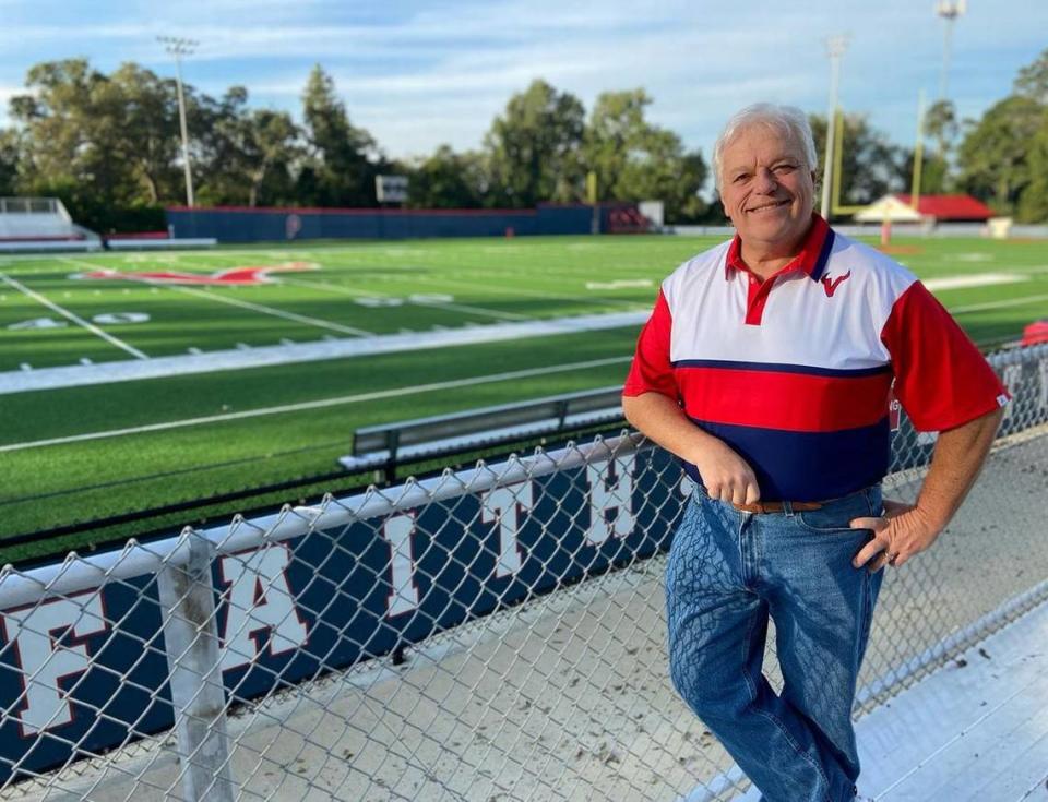 Since he was fired from WTVM for refusing the COVID-19 vaccine, Dave Platta has been doing play-by-play for some Pacelli football home games.