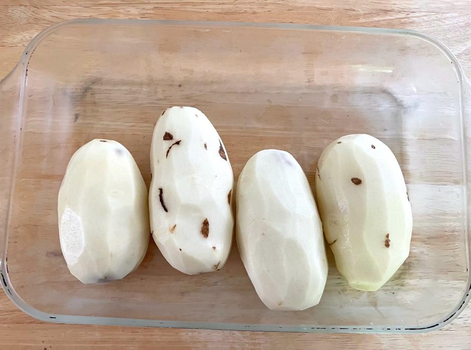 Peeled potatoes for Dad's Greek Lemon Potatoes