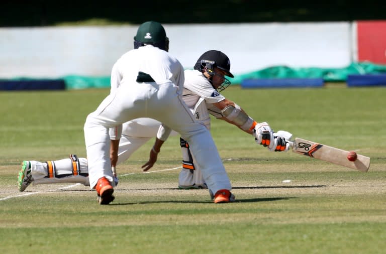 New Zealand's Tom Latham bats during the second day of the first Test against Zimbabwe in Bulawayo on July 29, 2016