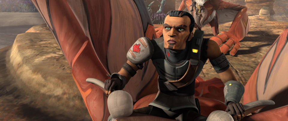Saw Gerrera looks angry in Star Wars: The Clone Wars