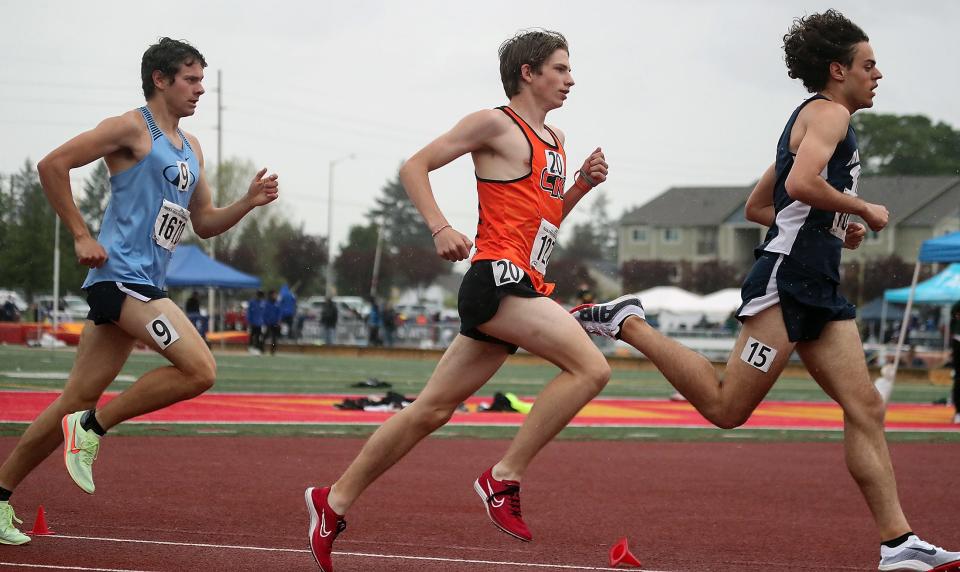 Central Kitsap's Blake Reynolds competes in the 1.600 during the 3A State Track and Field Championships at Mount Tahoma High School on Thursday, May 26, 2022. Reynolds took fifth place.