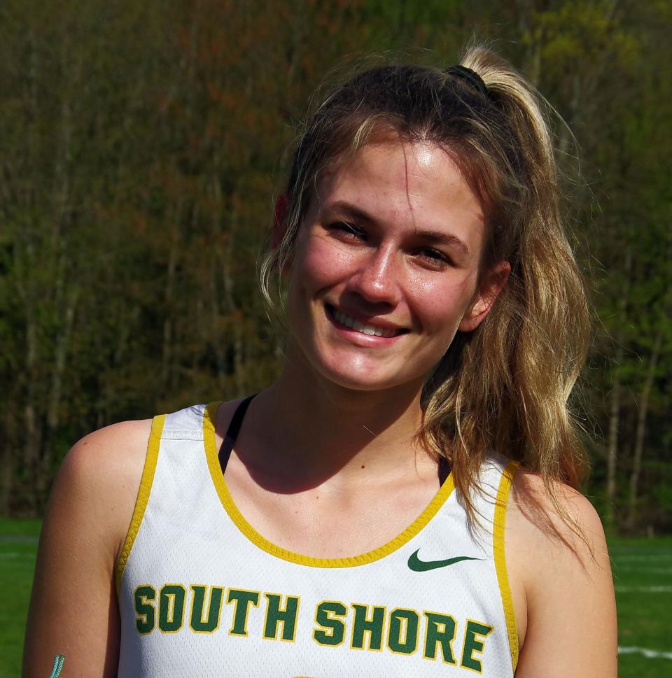 Peyton Mathisen of South Shore Tech, who along with teammate Sofia Grasso, reached 100 goals scored in lacrosse for her scholastic career. Seen just prior to a game vs Abington on Friday, May 10, 2024.