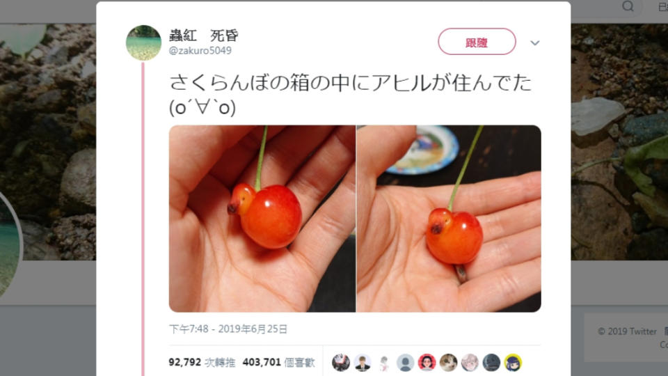 可愛的櫻桃引發網友討論。圖／翻攝自推特